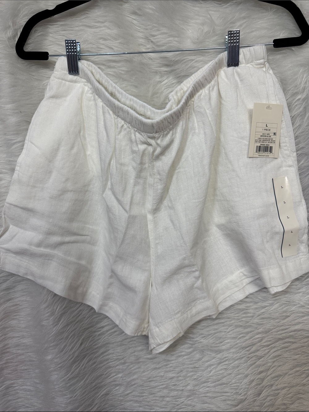 a new day White High-Rise Elastic Waist Linen-Blend Shorts